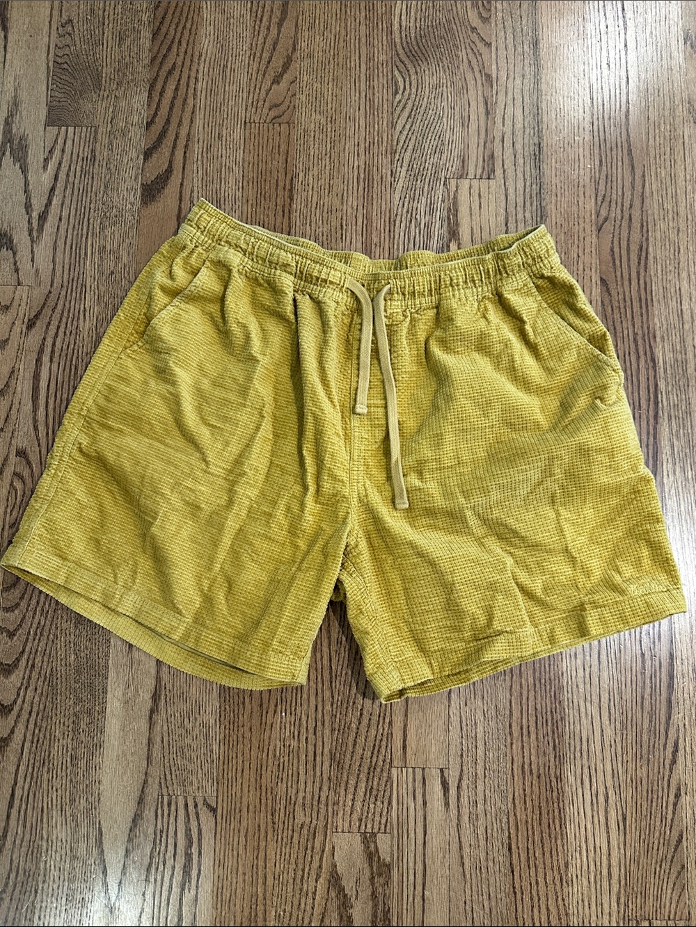 Katin Men's Ward Yellow Waffle courdory Drawstring Shorts. Size XL
